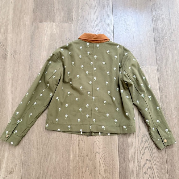 Anthropologie Dolan Left Coast Floral Embroidered Barn Jacket Green Medium - Picture 6 of 12